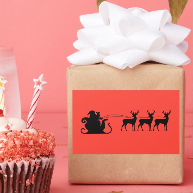 Adesivo Retangular Santa sleigh reindeer (Festa)