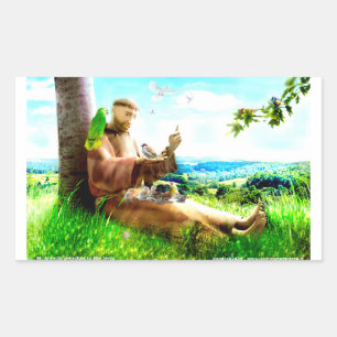 Adesivo Retangular Santo Francis e o sermão prega aos pássaros