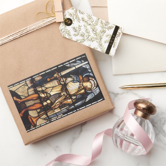 Adesivo Retangular Santo Michael por Sir Edward Coley Burne-Jones (Presentear)