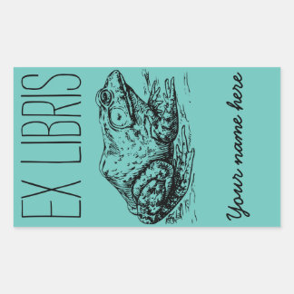 Adesivo Retangular Sapo Ex Libris Bookplate