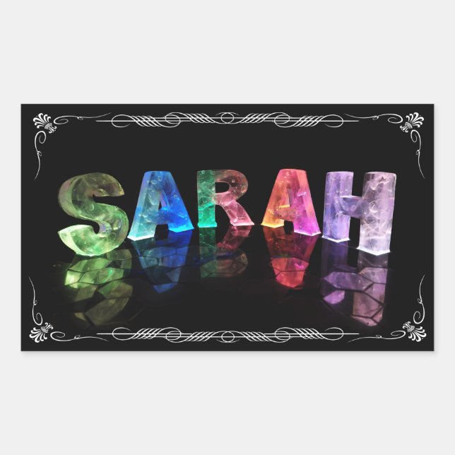 Adesivo Retangular Sarah - O nome Sarah em luzes 3D (Fotografia) (Frente)