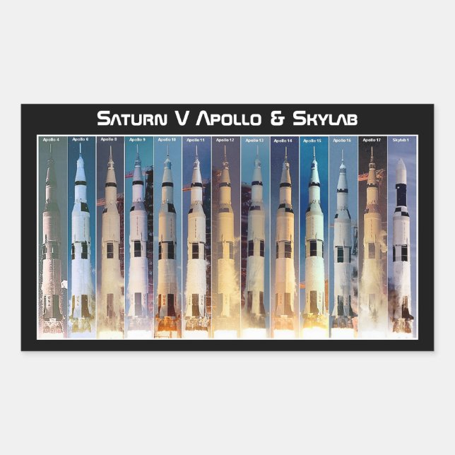 Adesivo Retangular Saturn V Moon Rocket Launts (Lâmpada Saturno V) (Frente)