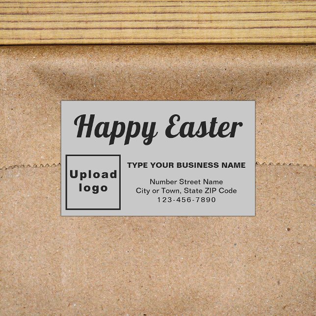Adesivo Retangular Saudação de Páscoa de Negócio no Retângulo de Cinz (Business Easter greeting on gray rectangle sticker)