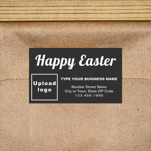 Adesivo Retangular Saudação de Páscoa de Negócios a Preto (Business Easter greeting on black rectangle sticker)