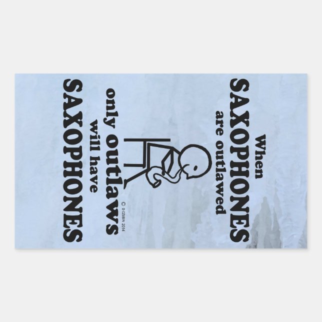 Adesivo Retangular Saxofones com Vinheta Retangular Não Legitimada (Frente)