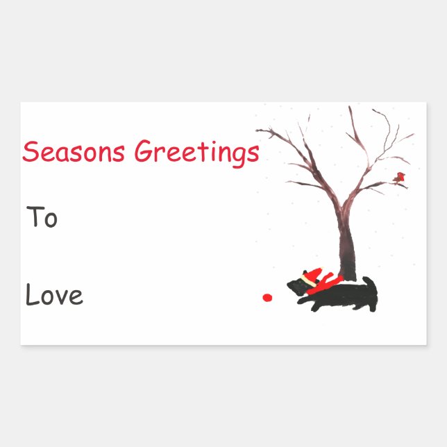 Adesivo Retangular Scottie Dog Robin Seasonal (Frente)