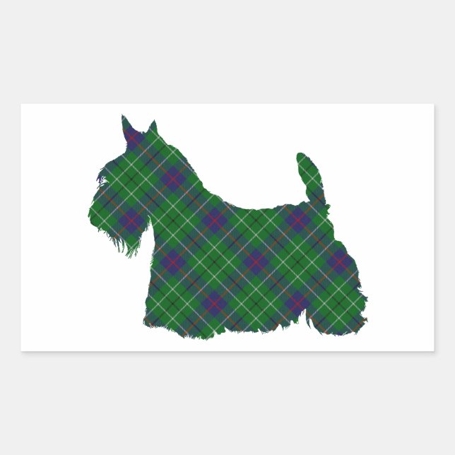 Adesivo Retangular Scottish Terrier Tartan Silhouette (Frente)