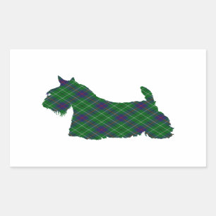 Adesivo Retangular Scottish Terrier Tartan Silhouette