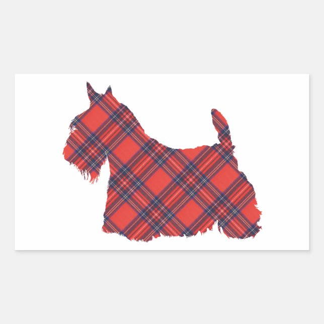 Adesivo Retangular Scottish Terrier Tartan Silhouette (Frente)