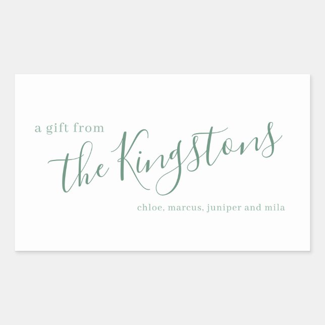 Adesivo Retangular Script de Nome da Família Juniper (Frente)