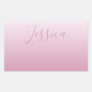 Adesivo Retangular Script Elegante & Pink (qualquer cor) Ombre Editáv