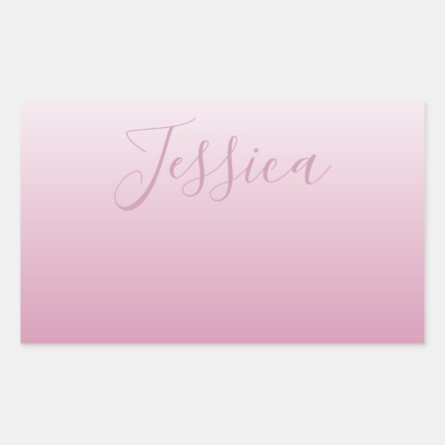 Adesivo Retangular Script Elegante & Pink (qualquer cor) Ombre Editáv (Frente)