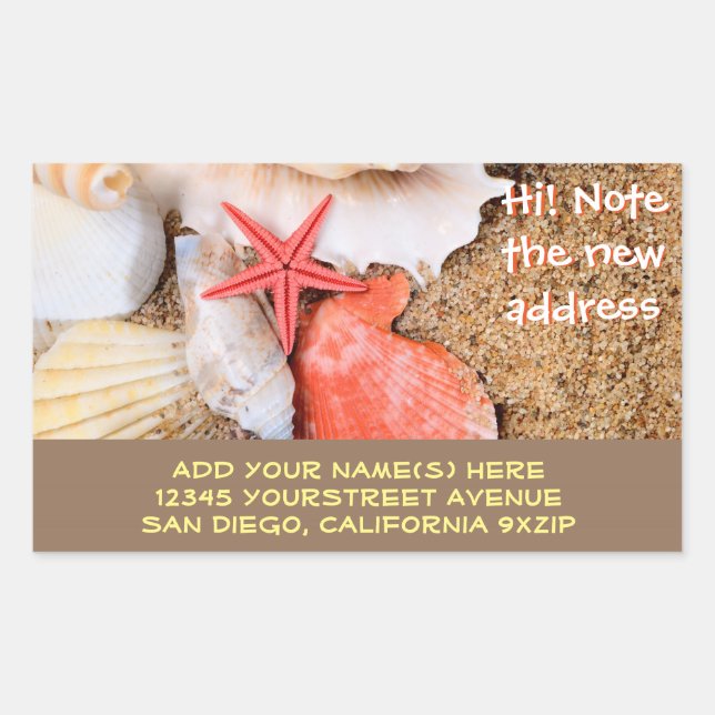 Adesivo Retangular Seashells Starfish Sandy Beach (Frente)