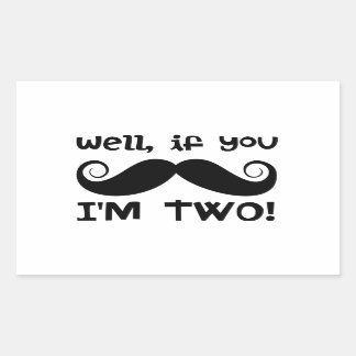 Adesivo Retangular segundo aniversário Mustache