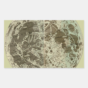 Adesivo Retangular Selenografia de Bowles ou Mapa da Lua - 1780