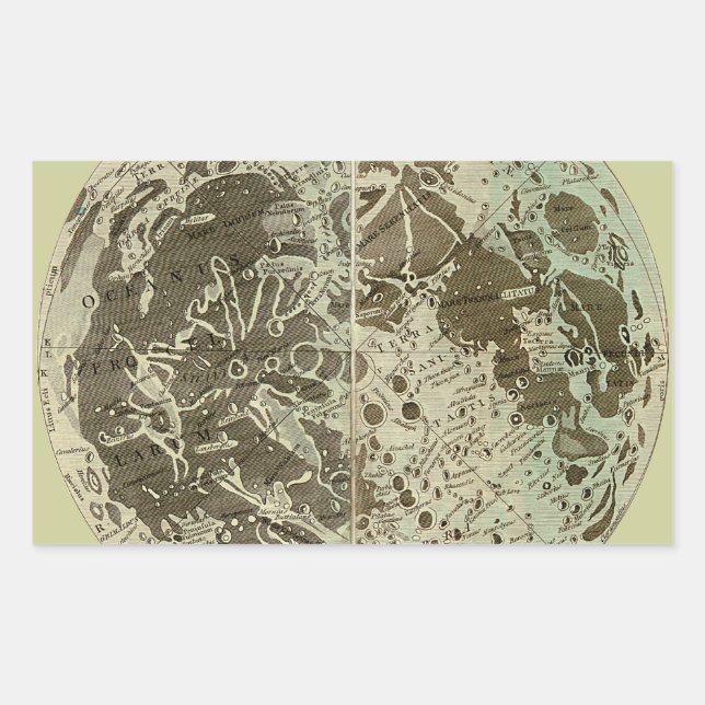 Adesivo Retangular Selenografia de Bowles ou Mapa da Lua - 1780 (Frente)