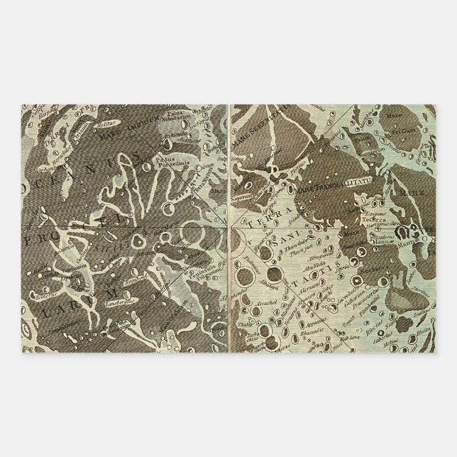 Adesivo Retangular Selenografia de Bowles ou Mapa da Lua - 1780 (Frente)