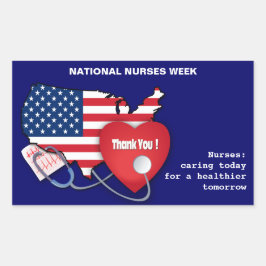 Adesivo Retangular Semana Nacional das Enfermeiras. DESIGN Patriótico