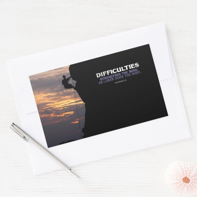 Adesivo Retangular Sêneca Inspirational Cote "Dificuldades" (Envelope)