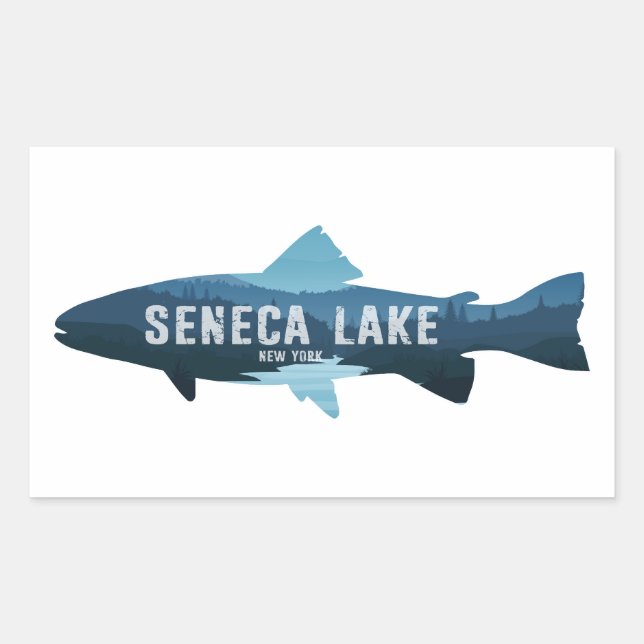 Adesivo Retangular Seneca Lake New York Fish (Frente)