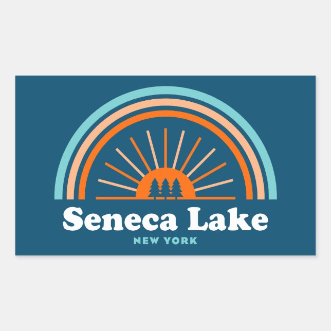 Adesivo Retangular Seneca Lake New York Rainbow (Frente)