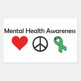 Adesivo Retangular Sensibilização para a saúde mental - Amor, Paz, Co