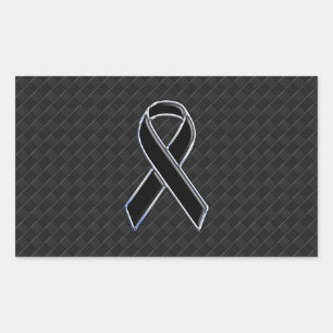 Adesivo Retangular Sensibilização para o estilo de cromo preto