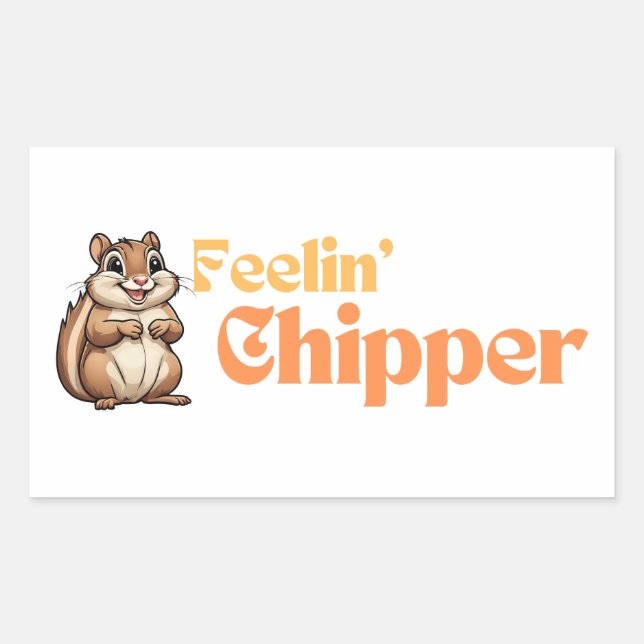 Adesivo Retangular Sentir Chipmunk Engraçado de Chipset (Frente)