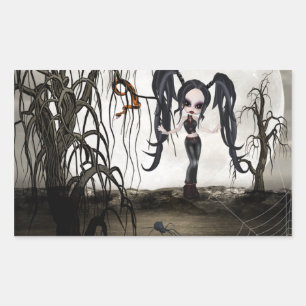 Adesivo Retangular Sepia Gótico Girl