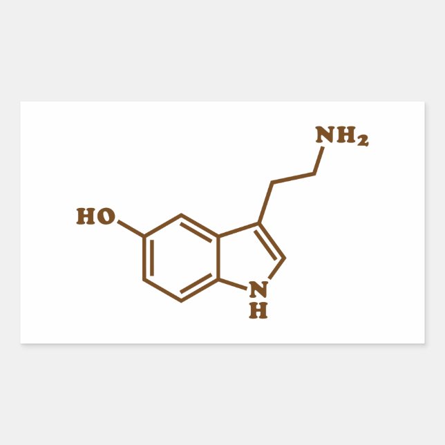 Adesivo Retangular Serotonina Fórmula Química Molecular (Frente)