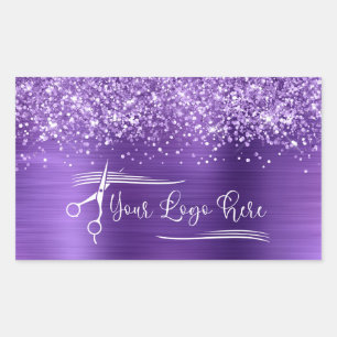 Adesivo Retangular Seu Logotipo Brilhante Amethyst Glam