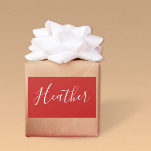 Adesivo Retangular Seu roteiro branco feito sob encomenda no vermelho