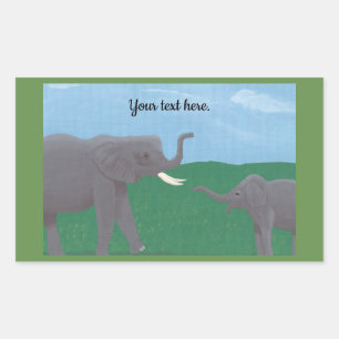Adesivo Retangular Seu texto, Elefante, Stickers, Mãe e Criança