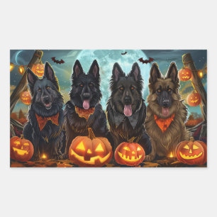 Adesivo Retangular Shepherd Halloween Spooky belga