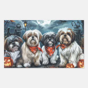 Adesivo Retangular Shih Tzu Halloween Spooky