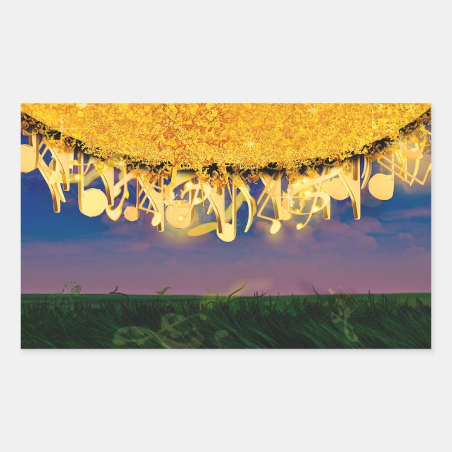 Adesivo Retangular Shimmering Notes of Dourado (Frente)