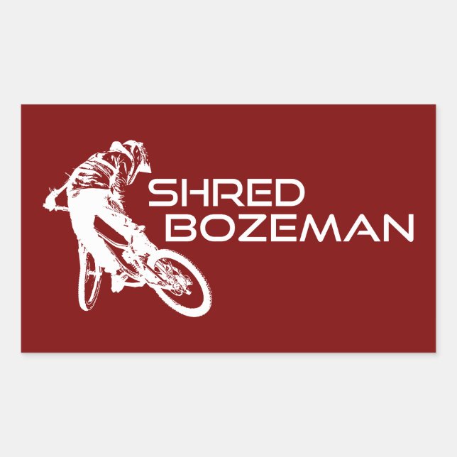 Adesivo Retangular Shred Bozeman Montana Mountain Biking (Frente)