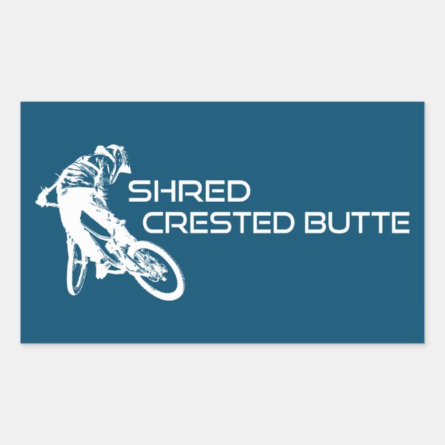 Adesivo Retangular Shred Crested Butte Colorado Mountain Biking (Frente)