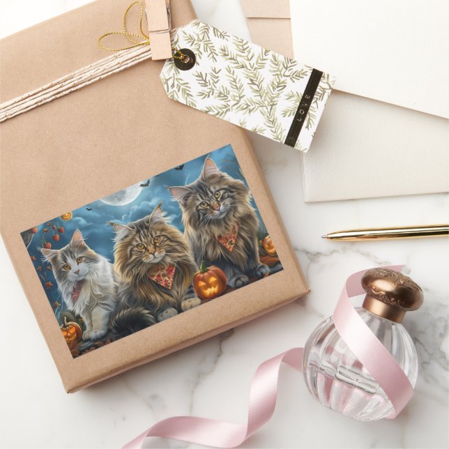 Adesivo Retangular Siberian Cat Halloween Spooky (Presentear)