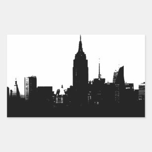 Adesivo Retangular Silhouette Black White New York