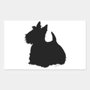 Adesivo Retangular Silhueta alerta de Terrier do Scottish