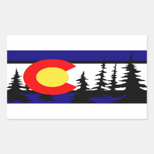 Adesivo Retangular Silhueta da árvore da bandeira de Colorado