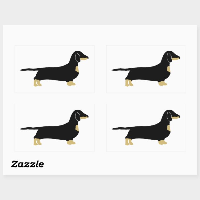 Adesivo Retangular silhueta dachshund preta e bronzeada (Folha)