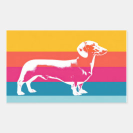 Adesivo Retangular Silhueta de Dachshund de Arte Pop Retrô
