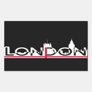 Adesivo Retangular Silhueta de Londres e bandeira inglesa
