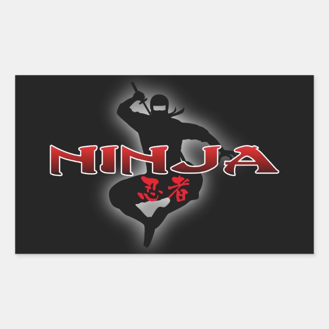Adesivo Retangular Silhueta de Ninja (Frente)