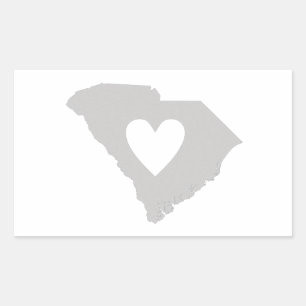 Adesivo Retangular Silhueta do estado de South Carolina do coração