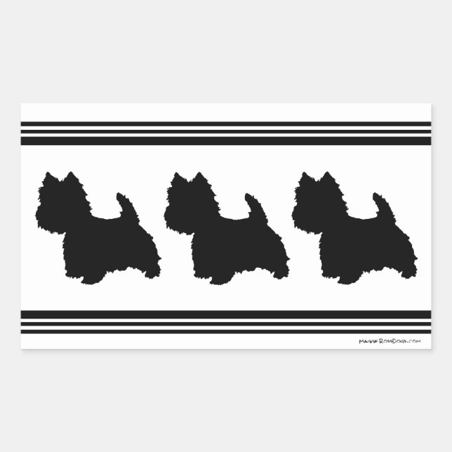 Adesivo Retangular Silhueta Westie (Frente)
