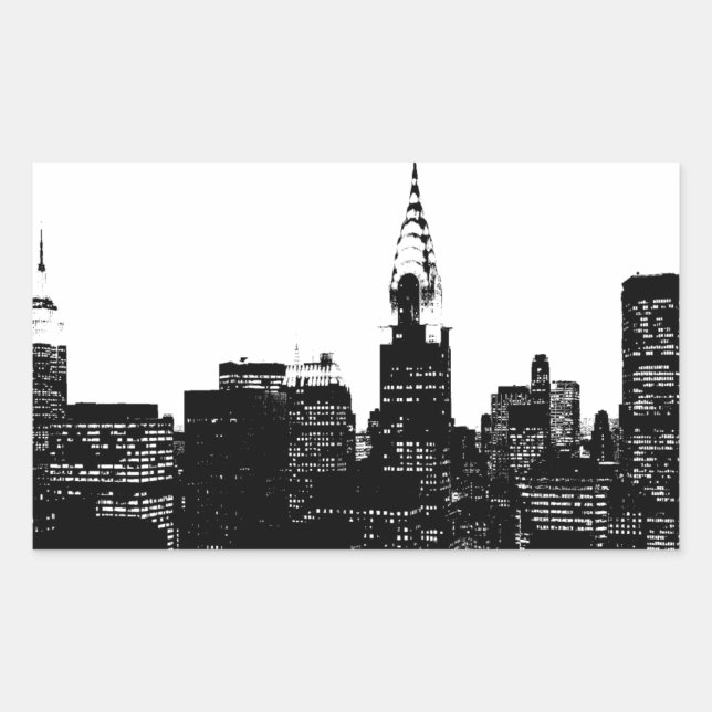 Adesivo Retangular Silhuette Black & White New York (Frente)