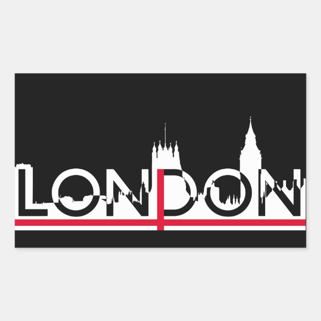 Adesivo Retangular Silhuette de Londres e bandeira inglesa (Frente)